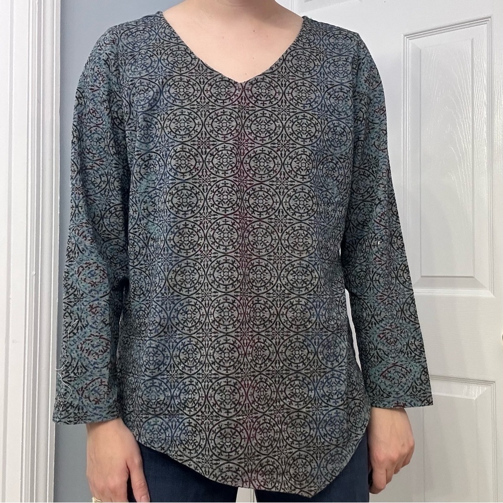 Habitat Clothes to Live In Blouse Long Sleeve Floral Boho Lagenlook Size Large